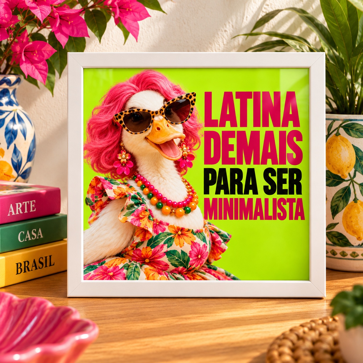 Quadro Pata Latina Demais Para Ser Minimalista - 33x33 Cm