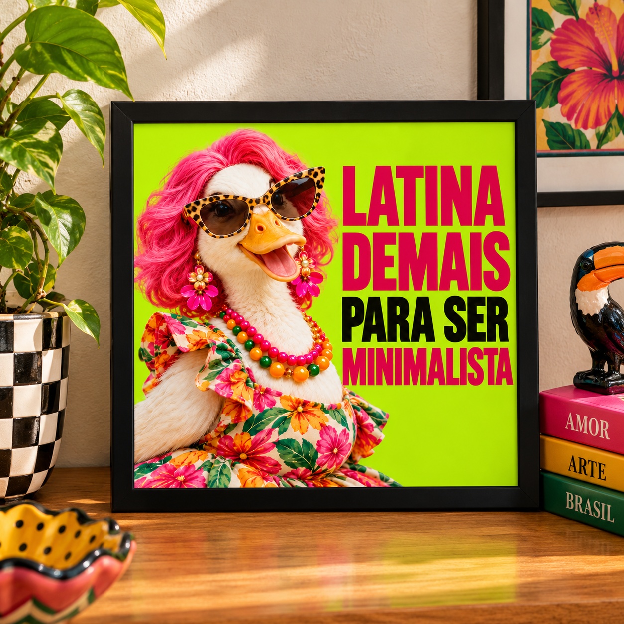 Quadro Pata Latina Demais Para Ser Minimalista - 33x33 Cm