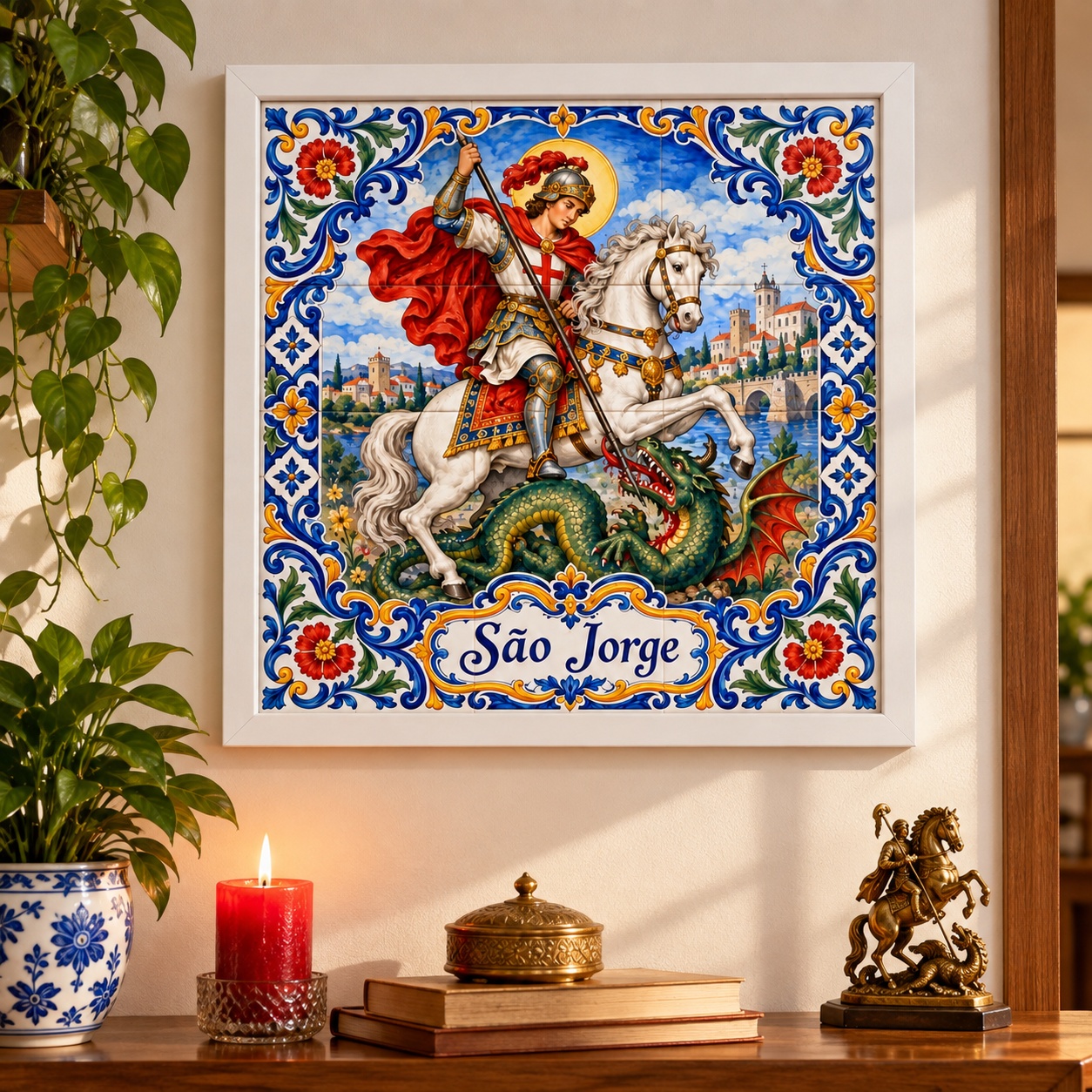 Quadro Português São Jorge Colorido - 33x33