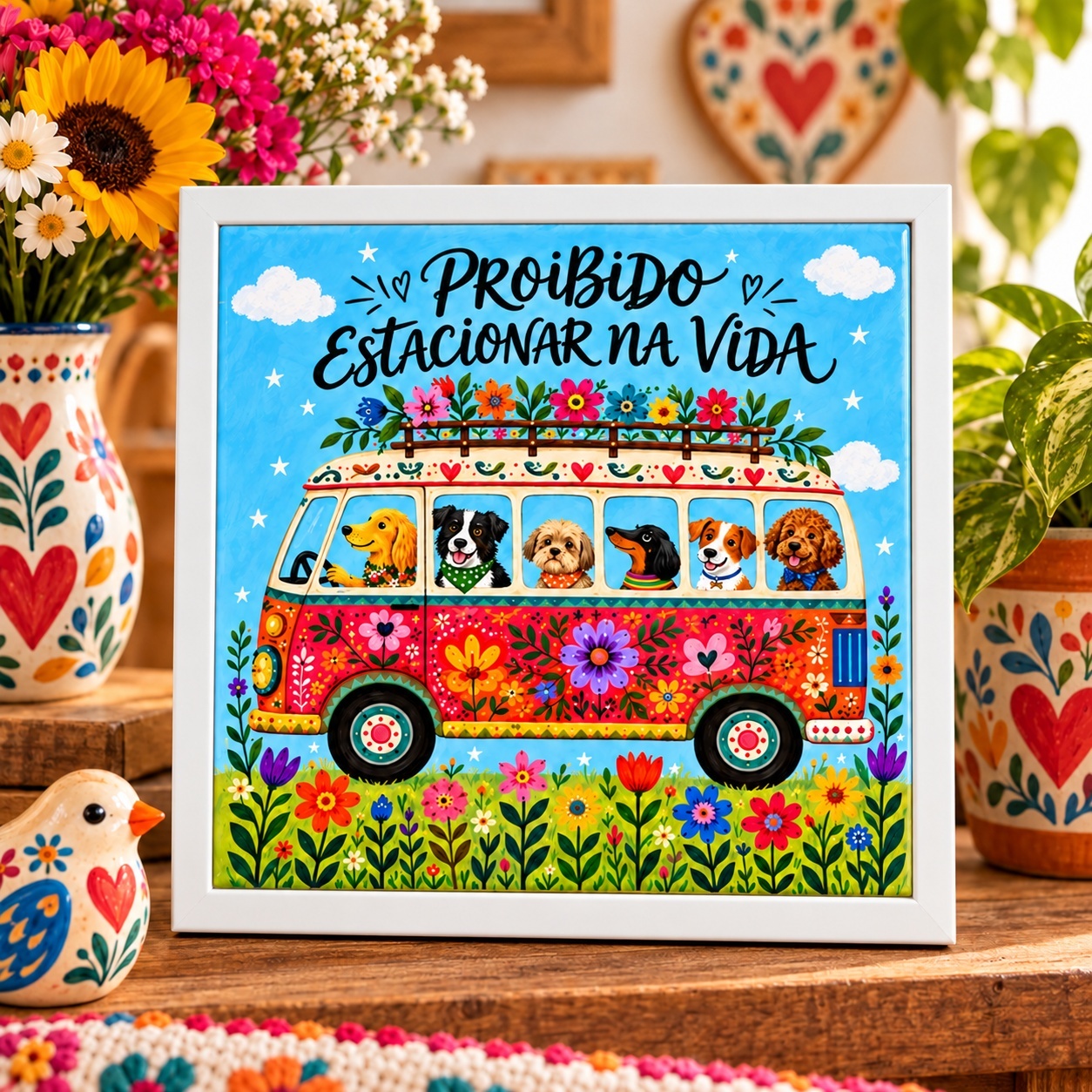Quadro Proibido Estacionar Na Vida - 33x33 Cm