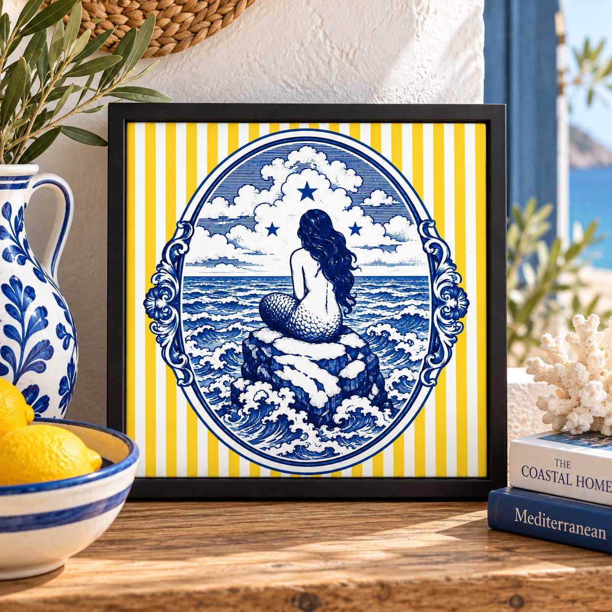 Quadro Sereia Vintage - 33x33 cm