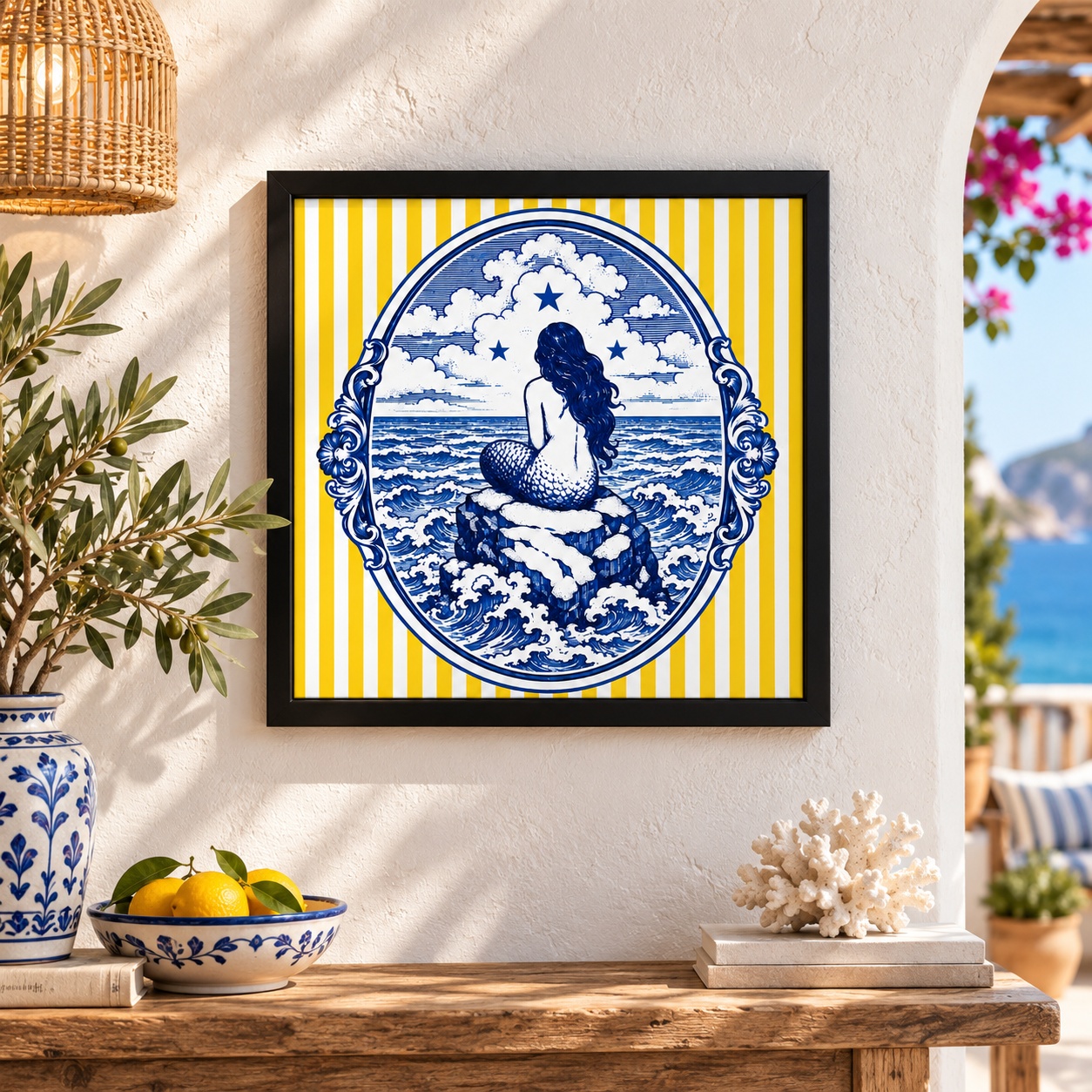 Quadro Sereia Vintage - 33x33 cm