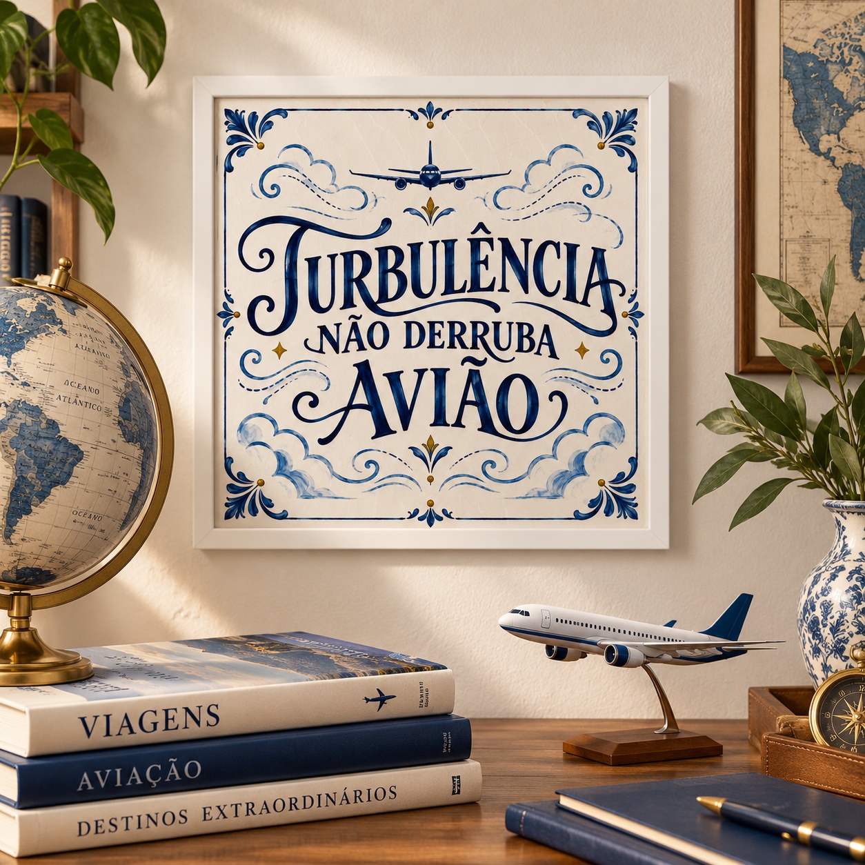 Quadro Turbulência Nâo Derruba Aviâo - 33x33 Cm
