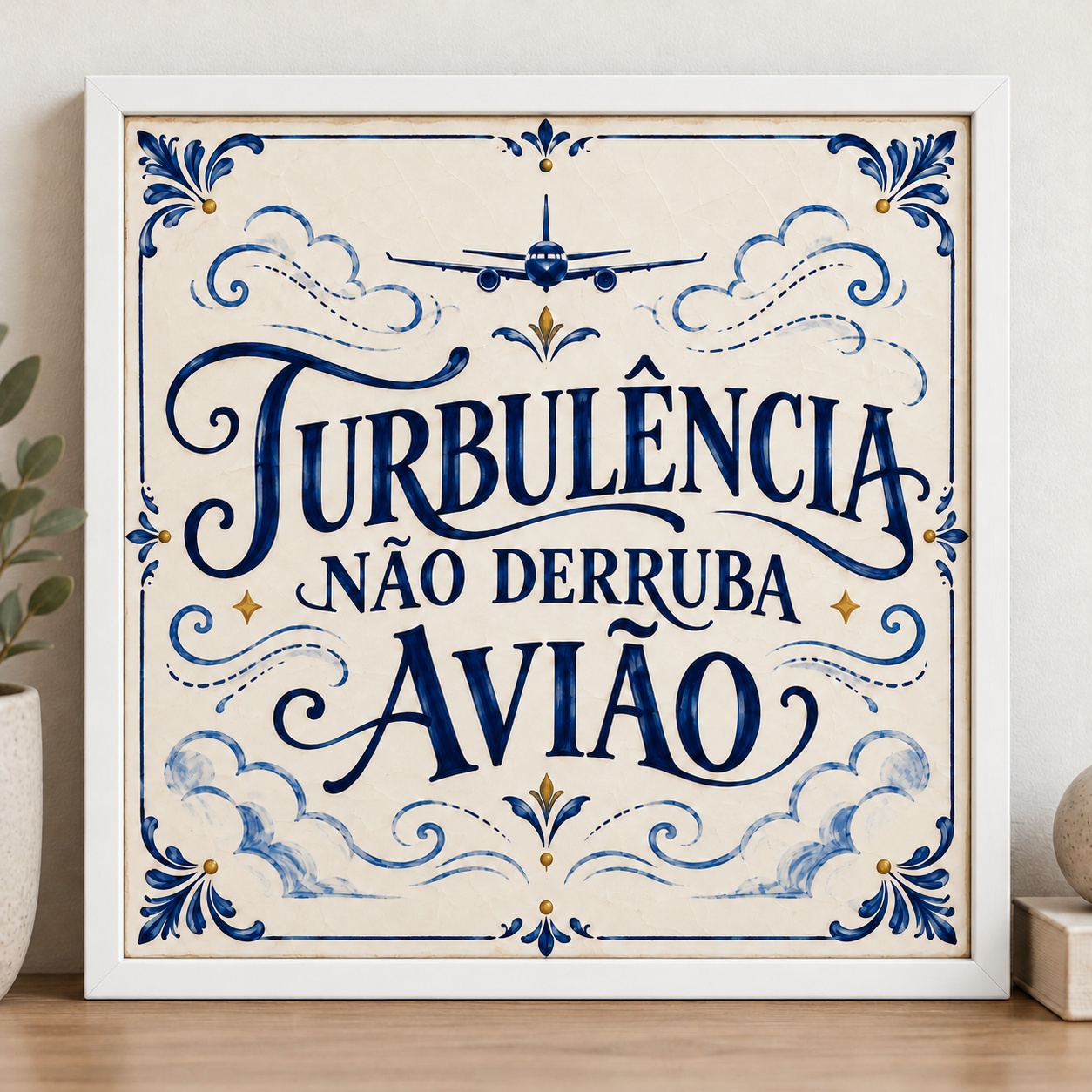 Quadro Turbulência Nâo Derruba Aviâo - 33x33 Cm