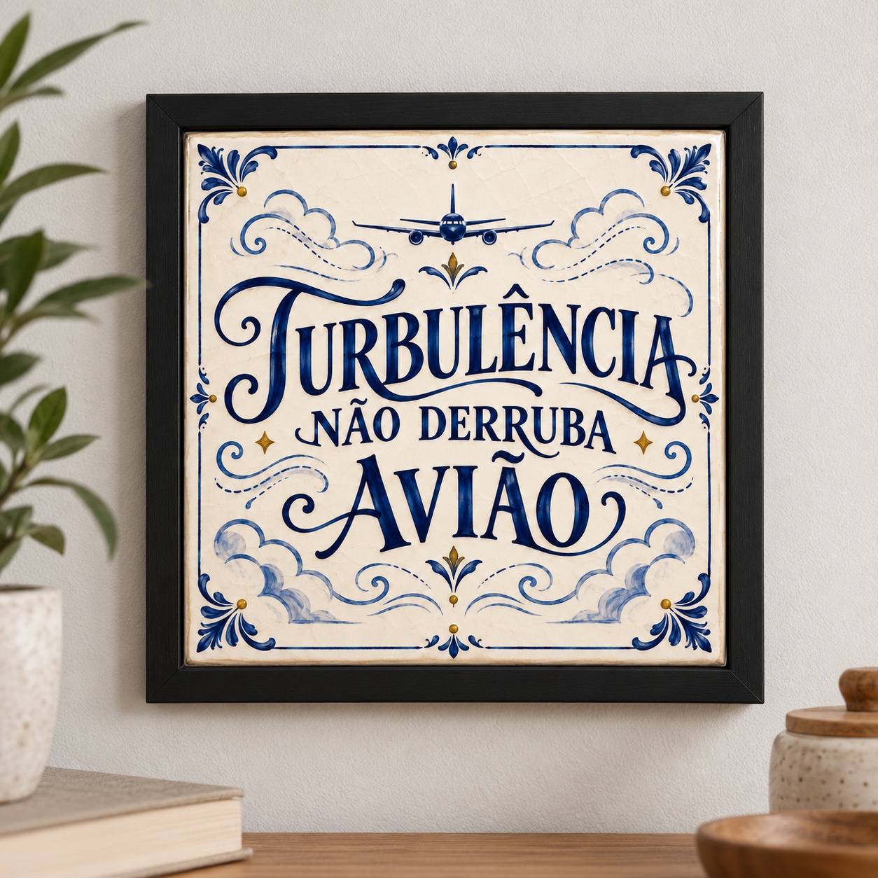 Quadro Turbulência Nâo Derruba Aviâo - 33x33 Cm