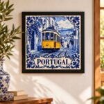 Quadro Vintage Portugal Bonde - 33x33 Cm