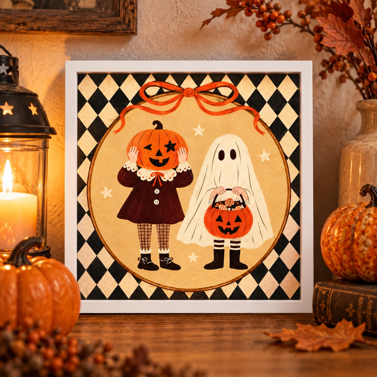 Quadro Vintage de Halloween - 33x33 cm